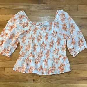 Loft toile smocked peplum blouse